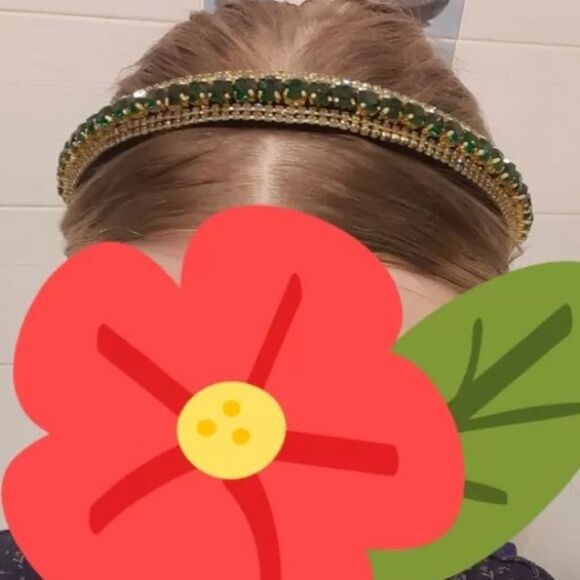 ZORAYA II Rhinestones Preppy Headband GREEN/GOLD - Picture 3 of 3